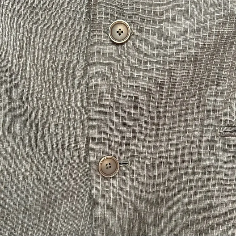Bar III 100% Linen Light Brown Pinstripe Blazer, Size 42L